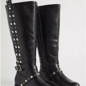 Torrid Black Knee-High Boots with Silver Accents